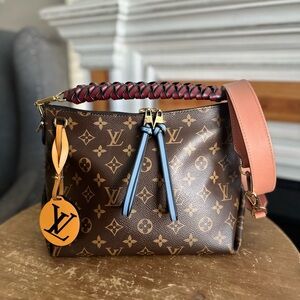 Louis Vuitton Beaubourg Hobo Brown Monogram Crossbody Bag with Pink Strap